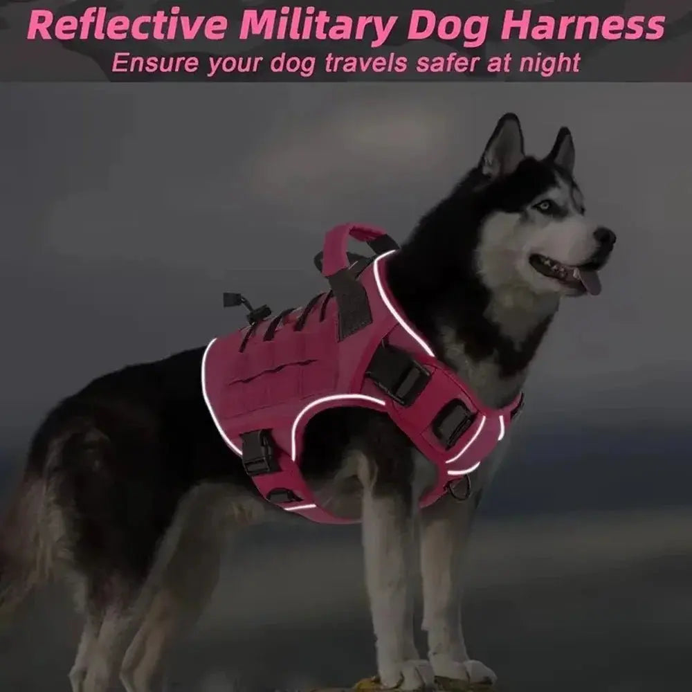 Adjustable No-pull Tactical Dog Harness With Handle For Large Dogs Reflective Vest For Labrador Retriever Siberian Dogs Supplies - Velvet Haven
