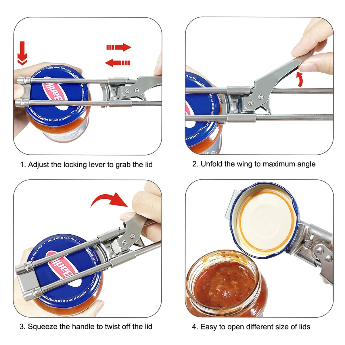 Adjustable Stainless Steel Jar Opener for 1–11 cm Lids - Velvet Haven