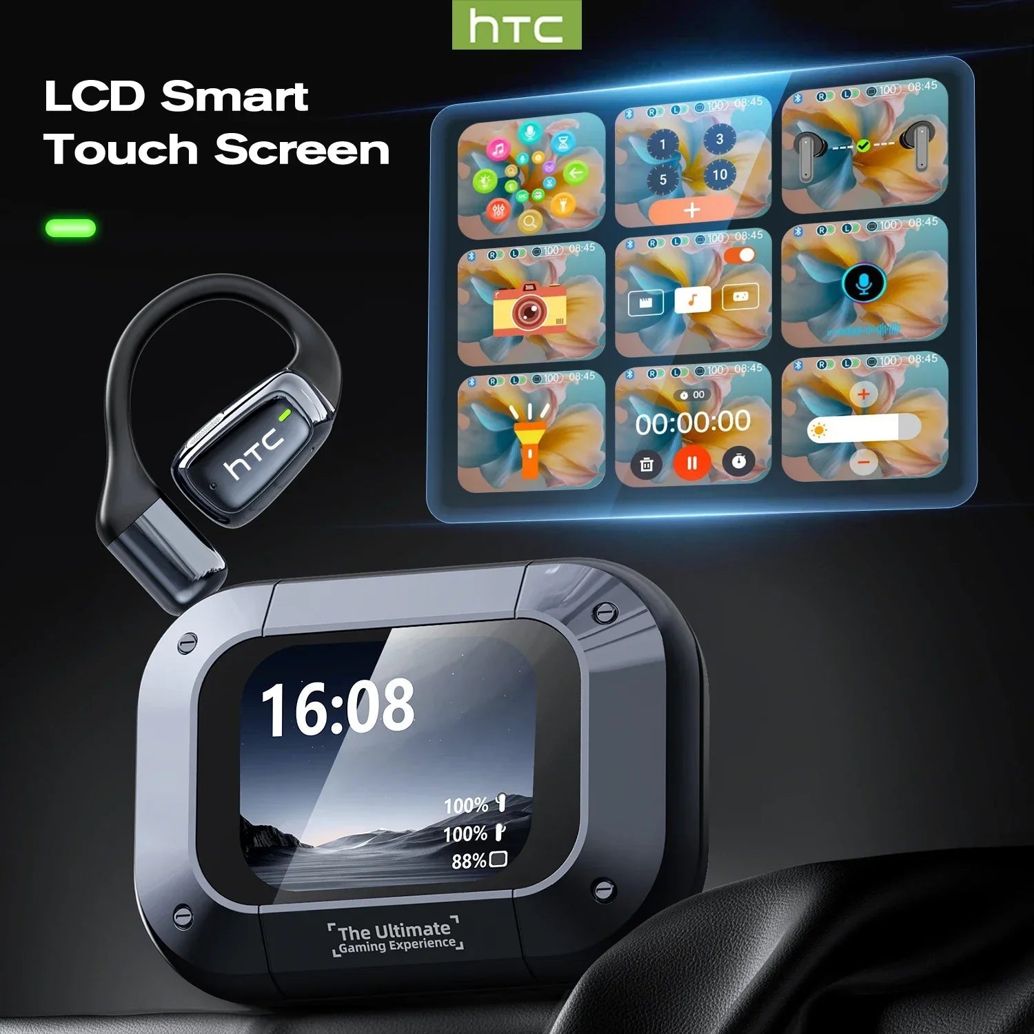 HTC NE25 AI Translator Earbuds with LCD Touchscreen & Bluetooth - Velvet Haven