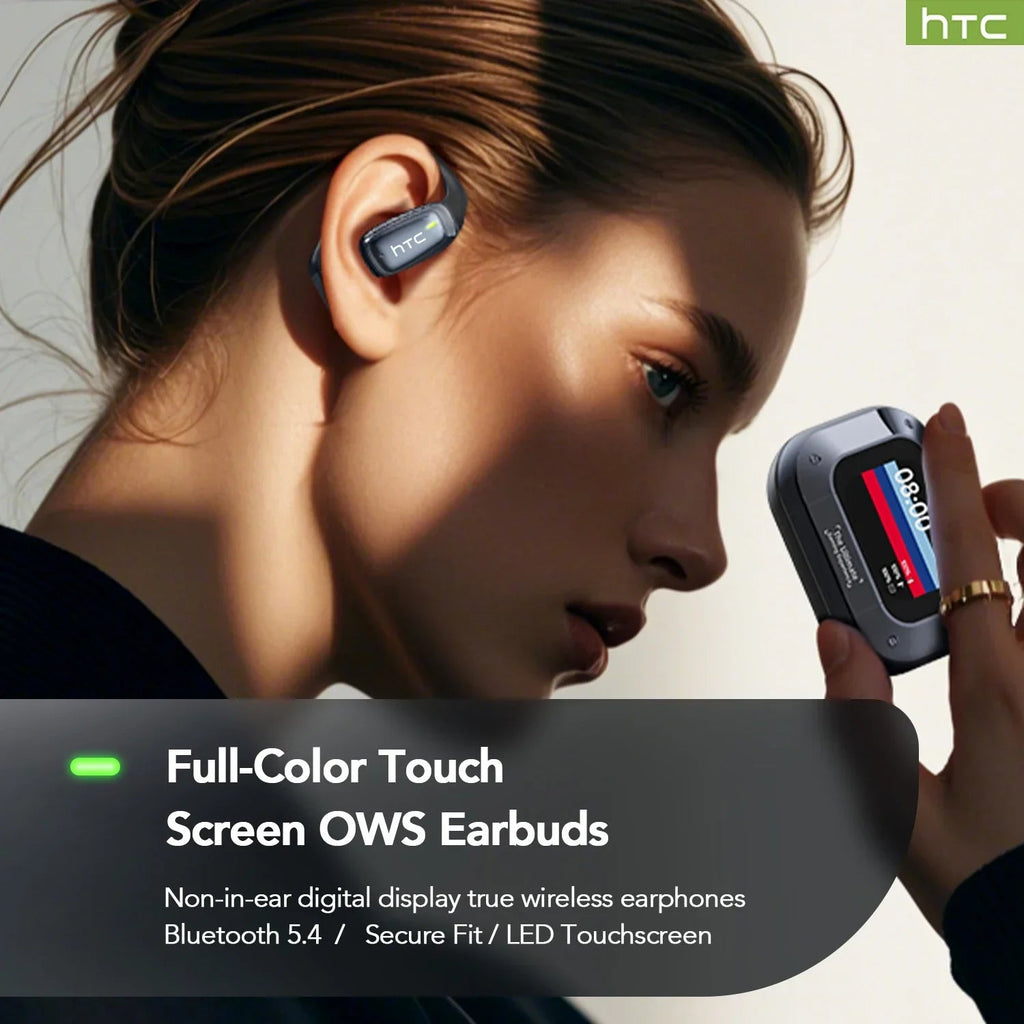 HTC NE25 AI Translator Earbuds with LCD Touchscreen & Bluetooth - Velvet Haven