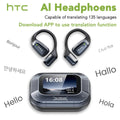 HTC NE25 AI Translator Earbuds with LCD Touchscreen & Bluetooth - Velvet Haven
