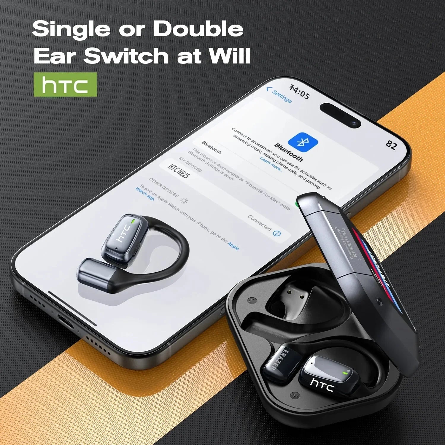 HTC NE25 AI Translator Earbuds with LCD Touchscreen & Bluetooth - Velvet Haven