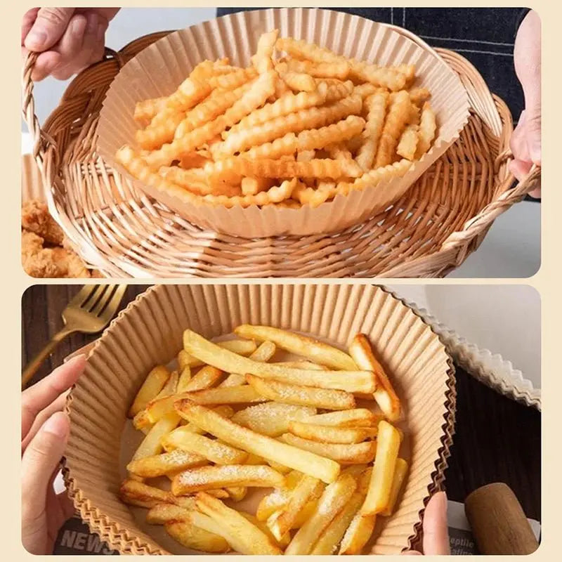 Air Fryer Baking Paper Liners 16/20cm Disposable Round Oil-Proof Sheets for Oven BBQ Grill Pan, Non-Stick Accessories 50-200Pcs - Velvet Haven