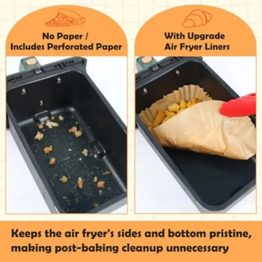 Air Fryer Disposable Paper Liners for Ninja Dual Airfryer, 100PCS Rectangle Air Fryer Parchment Paper Sheets for Ninja DZ201/DZ - Velvet Haven
