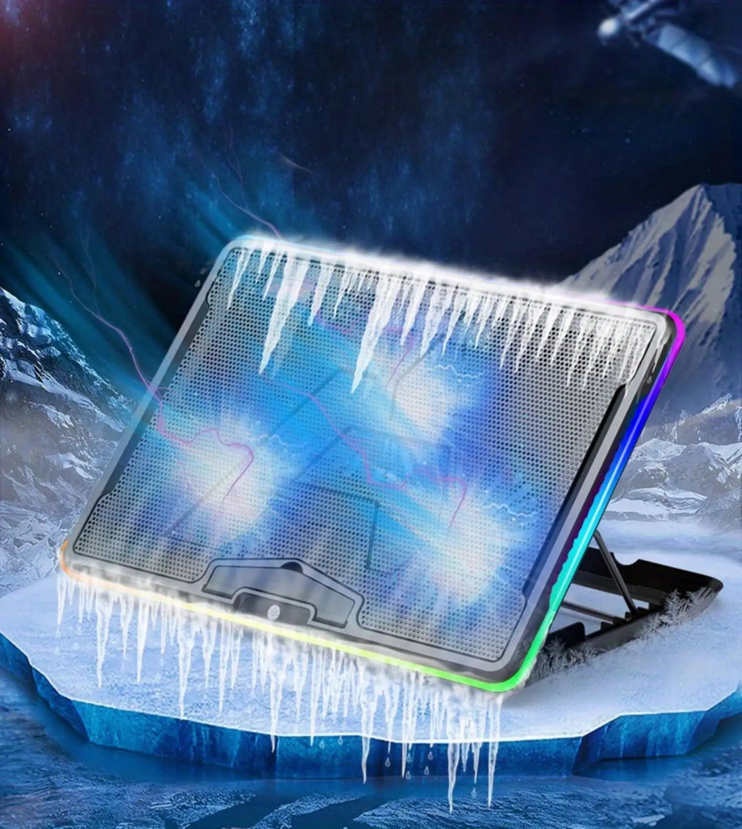 AJAZZ RGB Gaming Laptop Cooling Stand AJAZZ ANC160 Ultra Quiet Fan Adjustable Non-Slip Notebook Radiator - Velvet Haven