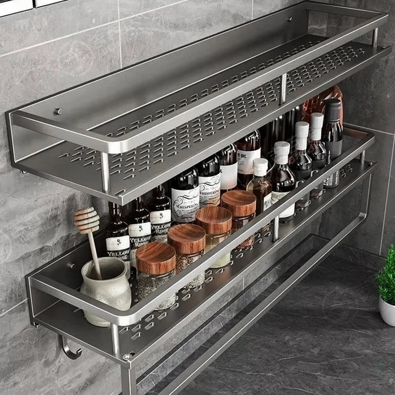 Wall Mounted Aluminum Spice Rack & Kitchen Organizer - Velvet Haven