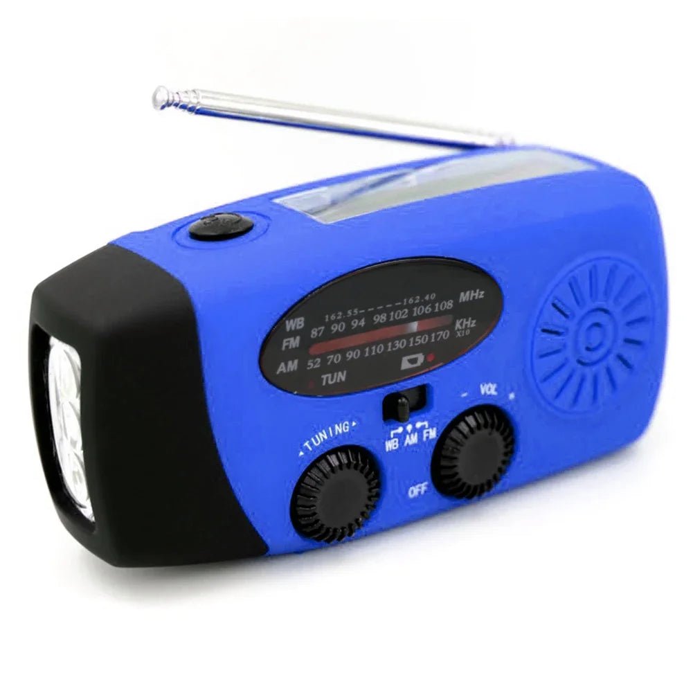 AM FM Radio Portable Multifunction Solar Hand Crank Radio Outdoor Emergency LED Flashlight 2000mAh USB Power Bank Phone Charger - Velvet Haven