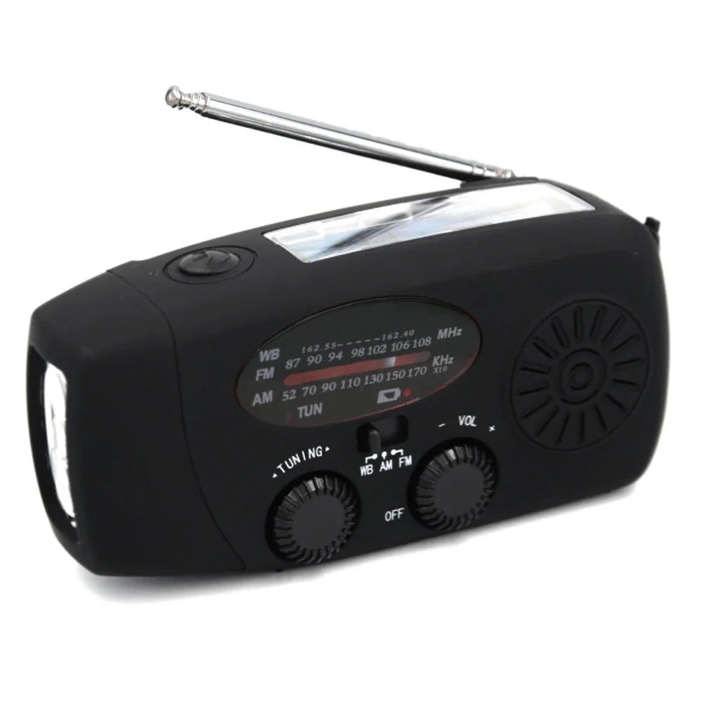 AM FM Radio Portable Multifunction Solar Hand Crank Radio Outdoor Emergency LED Flashlight 2000mAh USB Power Bank Phone Charger - Velvet Haven