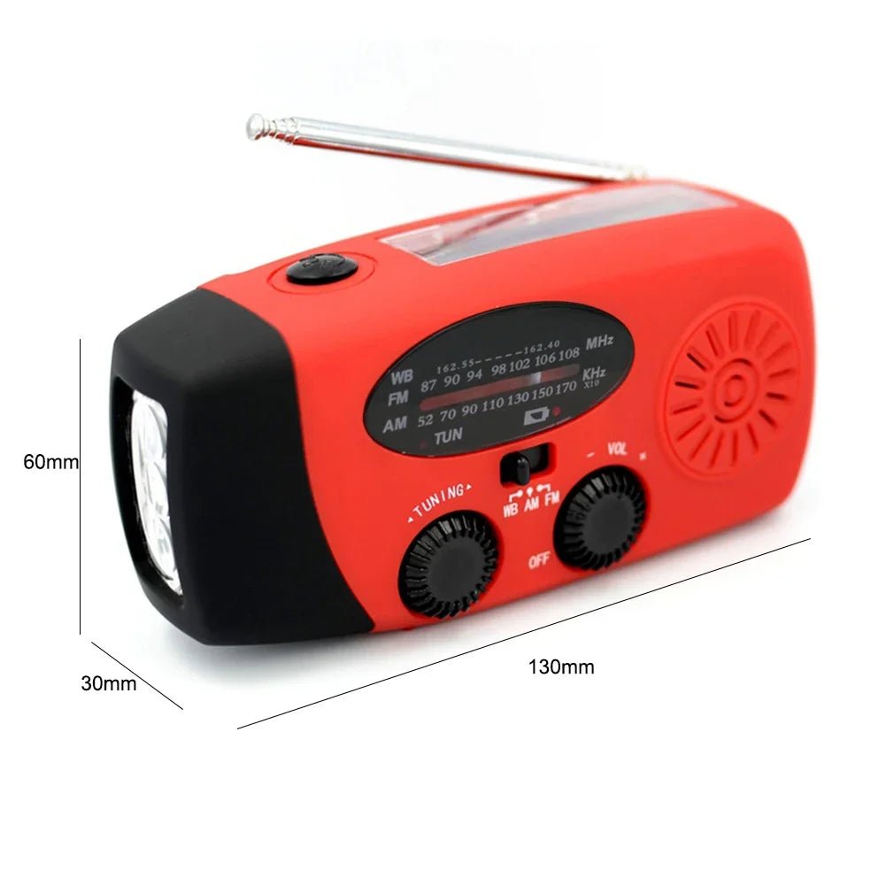AM FM Radio Portable Multifunction Solar Hand Crank Radio Outdoor Emergency LED Flashlight 2000mAh USB Power Bank Phone Charger - Velvet Haven