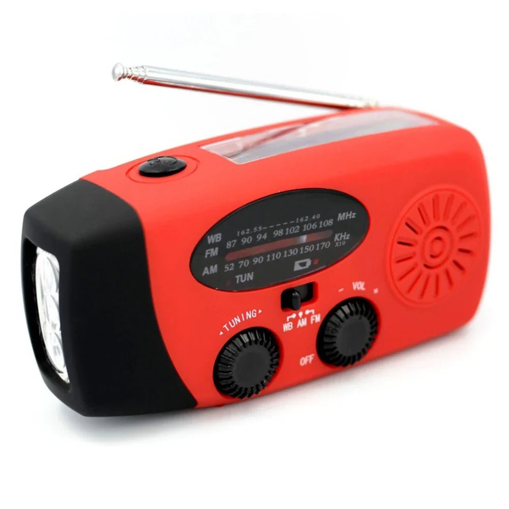 AM FM Radio Portable Multifunction Solar Hand Crank Radio Outdoor Emergency LED Flashlight 2000mAh USB Power Bank Phone Charger - Velvet Haven