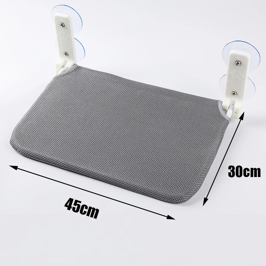 Assembly Free Folding Cat Hammock Plush Mesh Cat Window Wall Jumping Platform Double Suction Cup Cat Hammock - Velvet Haven