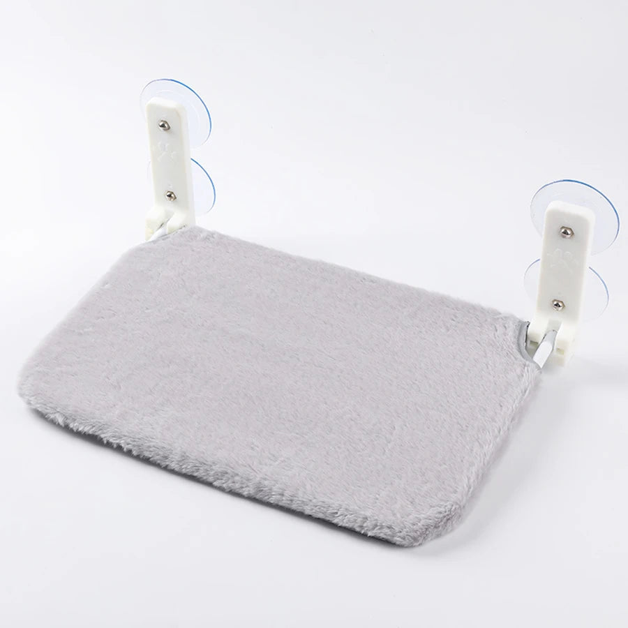 Assembly Free Folding Cat Hammock Plush Mesh Cat Window Wall Jumping Platform Double Suction Cup Cat Hammock - Velvet Haven