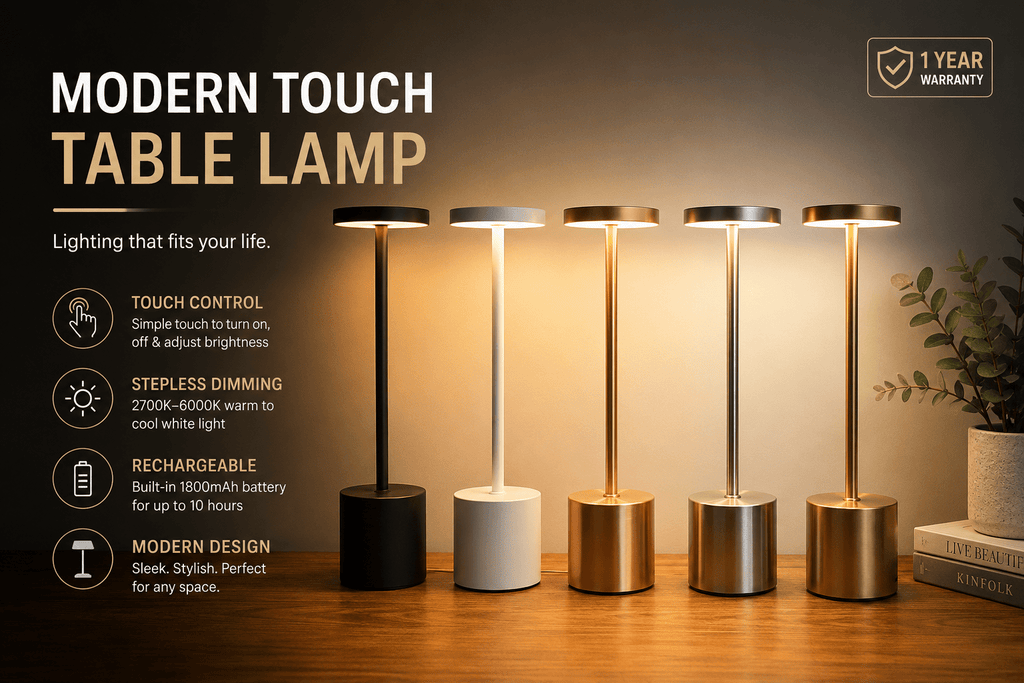 AuraGlow™ Rechargeable Touch Table Lamp - Velvet Haven