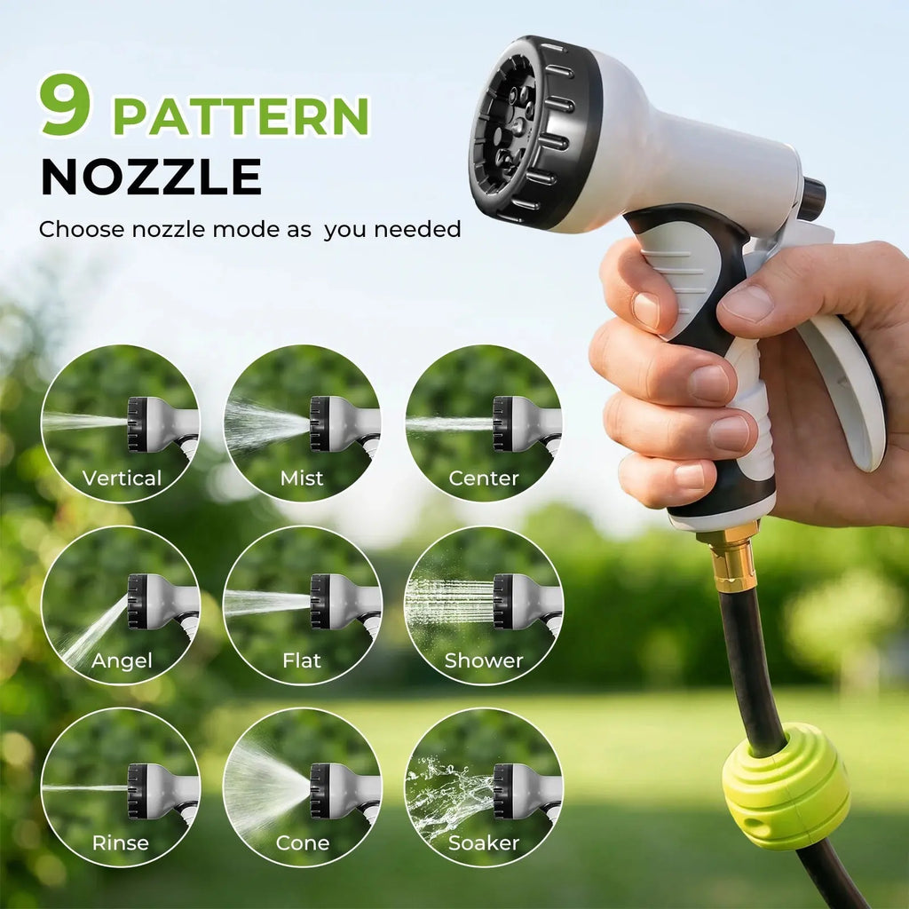 Auto Retractable Garden Hose Reel, Multiple Hose Lengths Available with 9 Spray Patterns Nozzle, 1/2 inch Diameter, 200 PSI working pressure, Heavy Duty Wall Mounted Hose Reel, Any Length Lock, Slow Return System, For Yard Ca - Velvet Haven