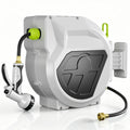 Auto Retractable Garden Hose Reel, Multiple Hose Lengths Available with 9 Spray Patterns Nozzle, 1/2 inch Diameter, 200 PSI working pressure, Heavy Duty Wall Mounted Hose Reel, Any Length Lock, Slow Return System, For Yard Ca - Velvet Haven