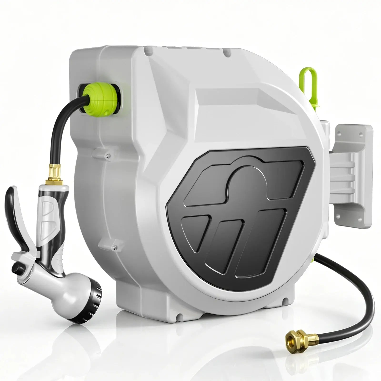 Auto Retractable Garden Hose Reel, Multiple Hose Lengths Available with 9 Spray Patterns Nozzle, 1/2 inch Diameter, 200 PSI working pressure, Heavy Duty Wall Mounted Hose Reel, Any Length Lock, Slow Return System, For Yard Ca - Velvet Haven