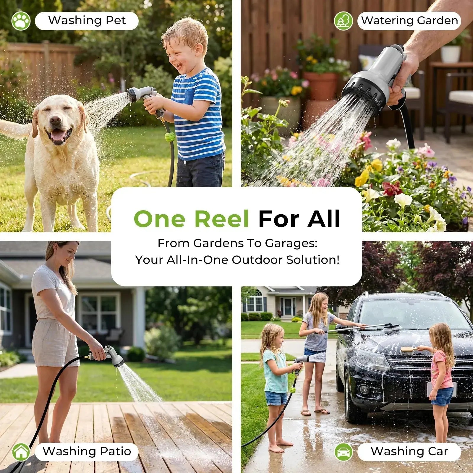 Auto Retractable Garden Hose Reel, Multiple Hose Lengths Available with 9 Spray Patterns Nozzle, 1/2 inch Diameter, 200 PSI working pressure, Heavy Duty Wall Mounted Hose Reel, Any Length Lock, Slow Return System, For Yard Ca - Velvet Haven