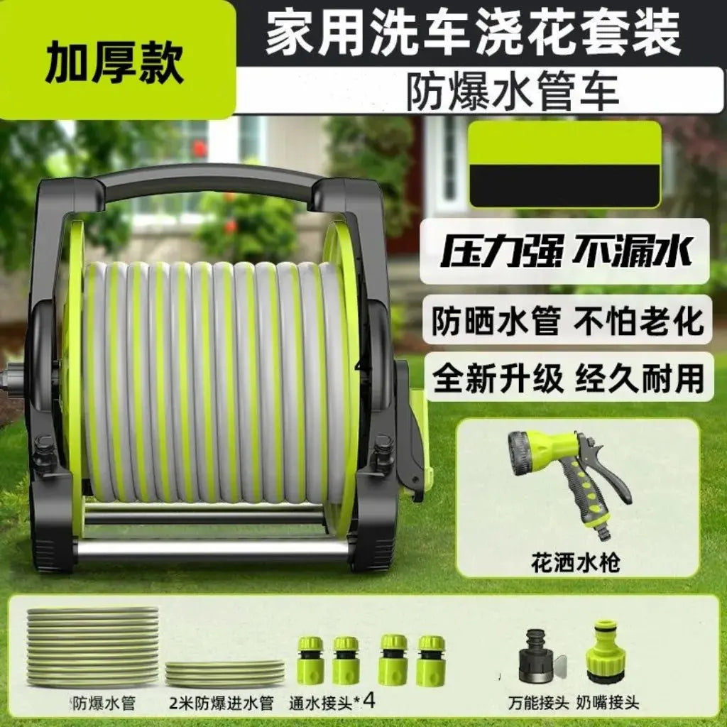 Automatic Retractable Garden Hose Reel with High Pressure Spray Gun & Sprinkler Nozzle for Flower Watering - Velvet Haven