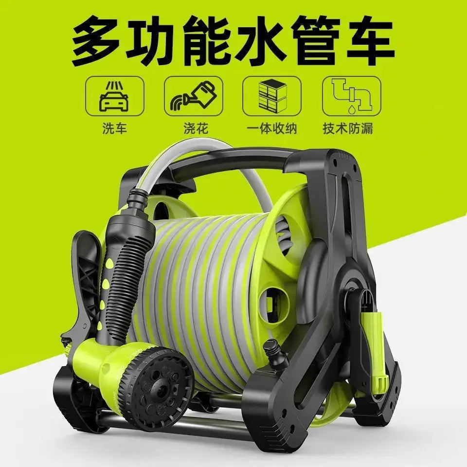 Automatic Retractable Garden Hose Reel with High Pressure Spray Gun & Sprinkler Nozzle for Flower Watering - Velvet Haven