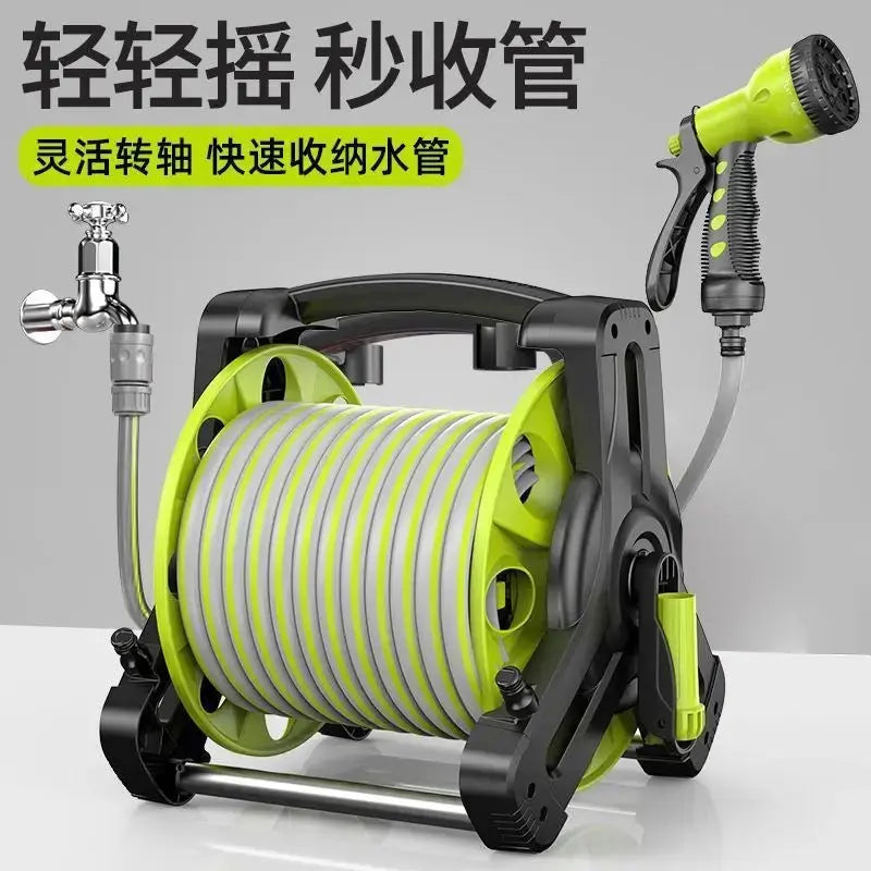 Automatic Retractable Garden Hose Reel with High Pressure Spray Gun & Sprinkler Nozzle for Flower Watering - Velvet Haven