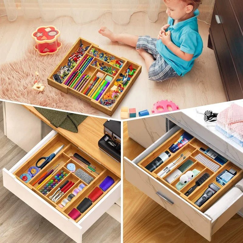 Bamboo Expandable Kitchen Drawer Storage Box Fork Tableware Knife Tableware Retractable Partitioned Organizing Box, - Velvet Haven
