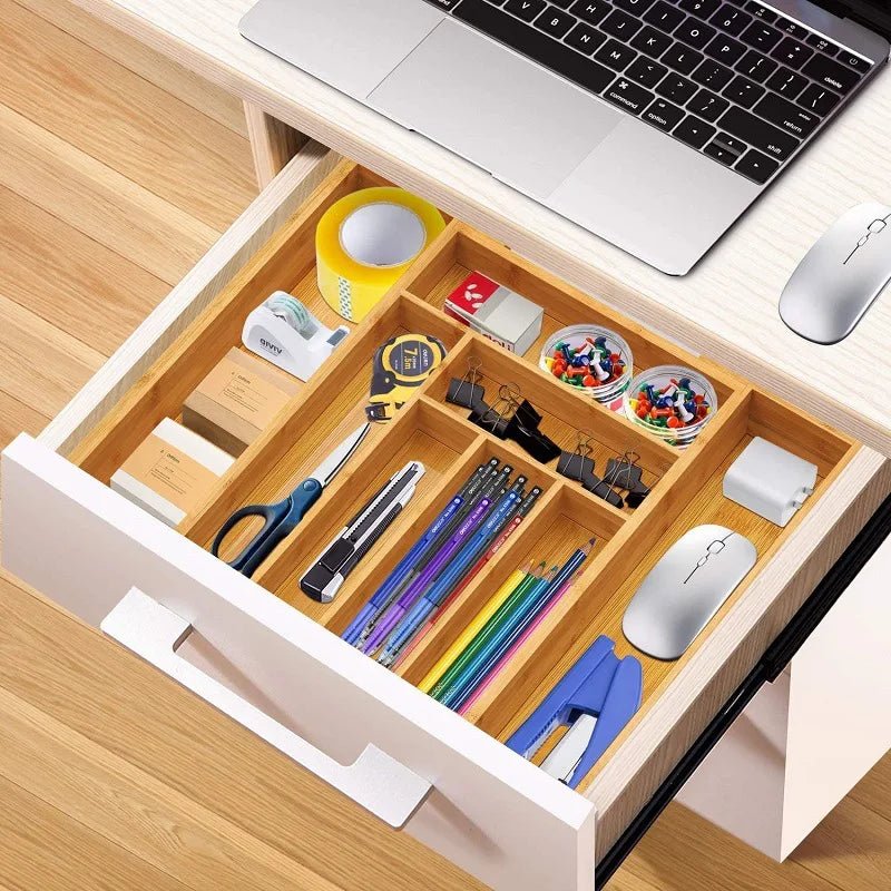 Bamboo Expandable Kitchen Drawer Storage Box Fork Tableware Knife Tableware Retractable Partitioned Organizing Box, - Velvet Haven