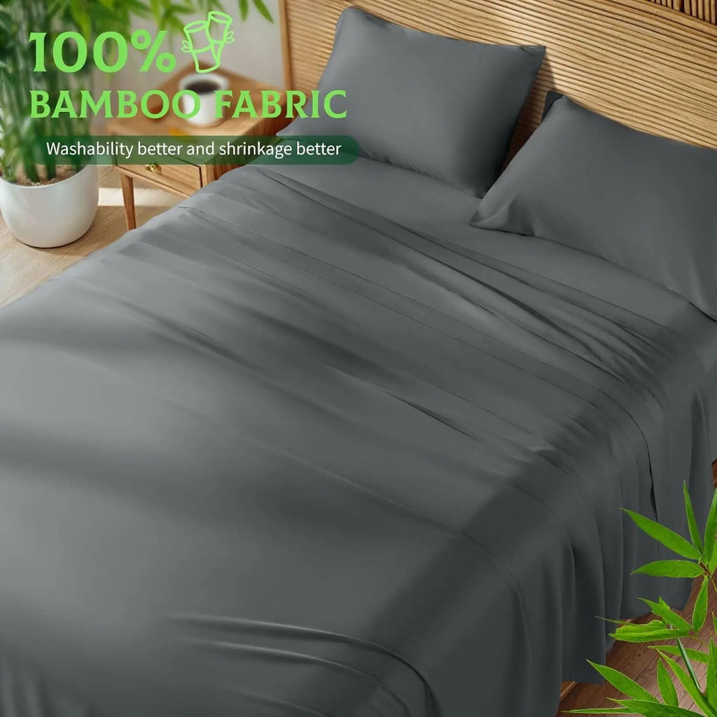 Bamboo Sheets for Hot Sleepers, Extra Deep Pocket up to 24", Ultra Soft Cooling Bed Sheets with Silky Smooth Feel, Queen Size - Velvet Haven