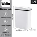 Bathroom Touchless Trash,12L Motion Sensor-Activated Trash Can with Lid,Automatic Kitchen Trash for Office,Living Room,Bedroom - Velvet Haven