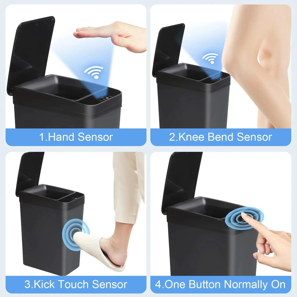 Bathroom Touchless Trash,12L Motion Sensor-Activated Trash Can with Lid,Automatic Kitchen Trash for Office,Living Room,Bedroom - Velvet Haven