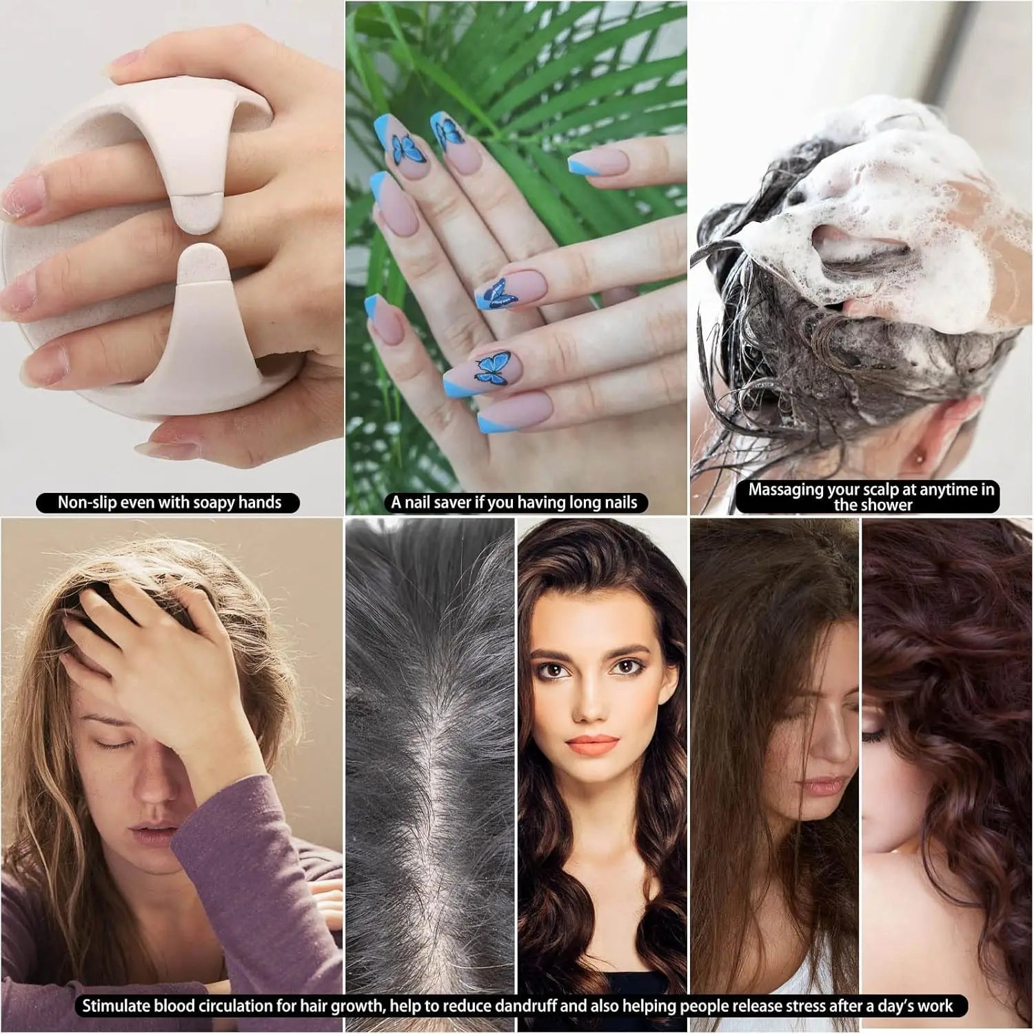 Beige Scalp Massager Shampoo Brush with Soft Silicone Bristles - Velvet Haven