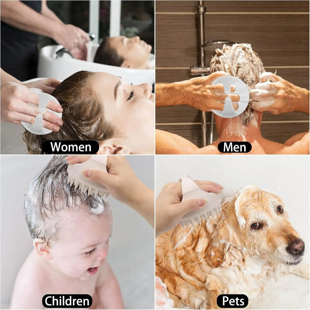 Beige Scalp Massager Shampoo Brush with Soft Silicone Bristles - Velvet Haven