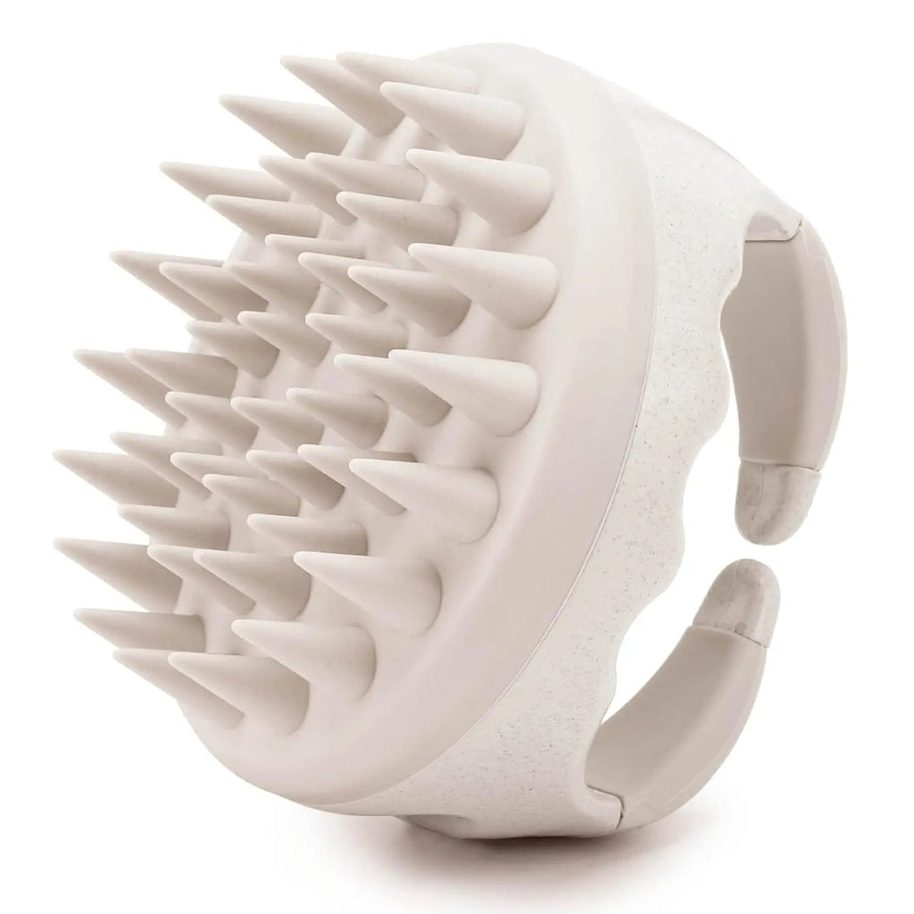 Beige Scalp Massager Shampoo Brush with Soft Silicone Bristles - Velvet Haven