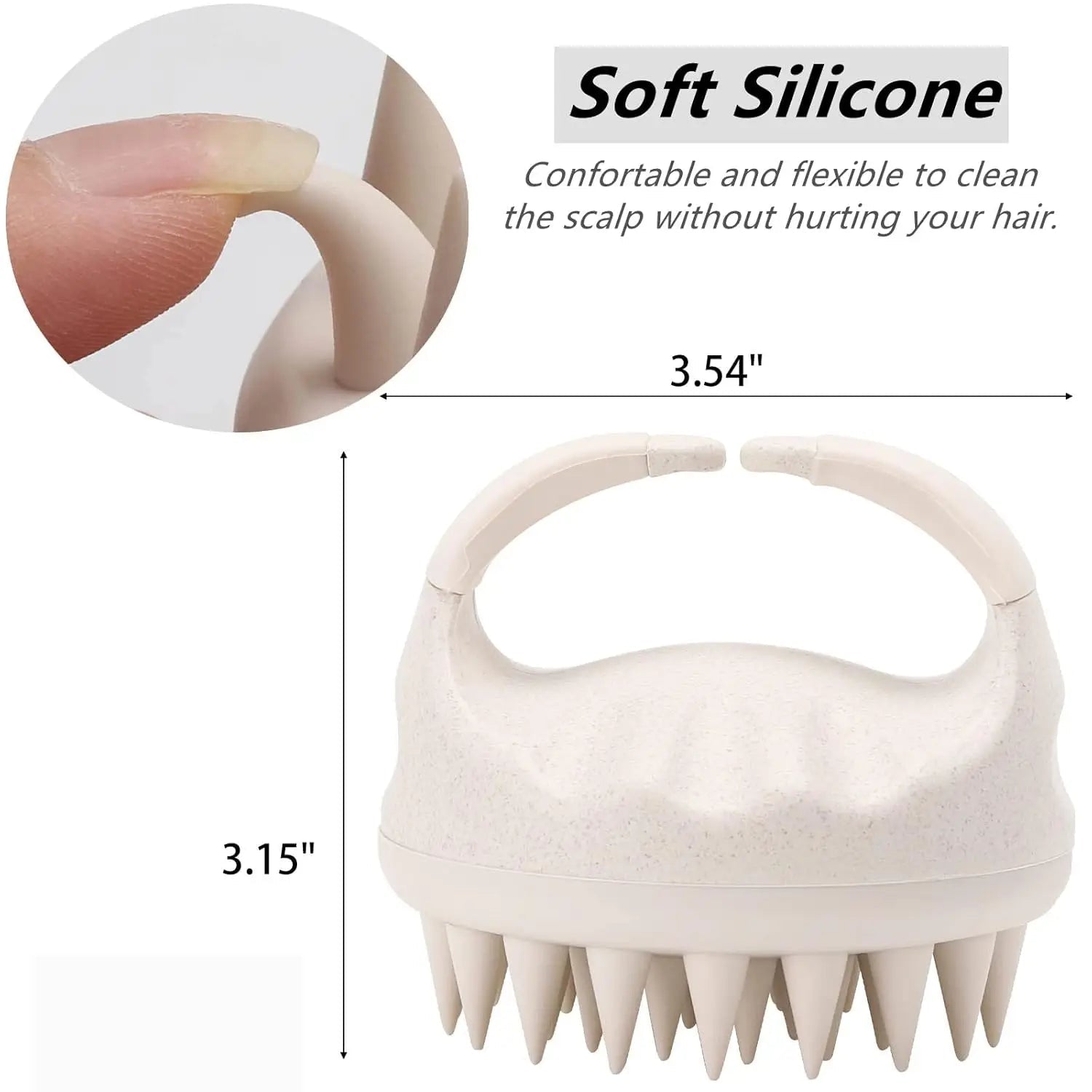 Beige Scalp Massager Shampoo Brush with Soft Silicone Bristles - Velvet Haven