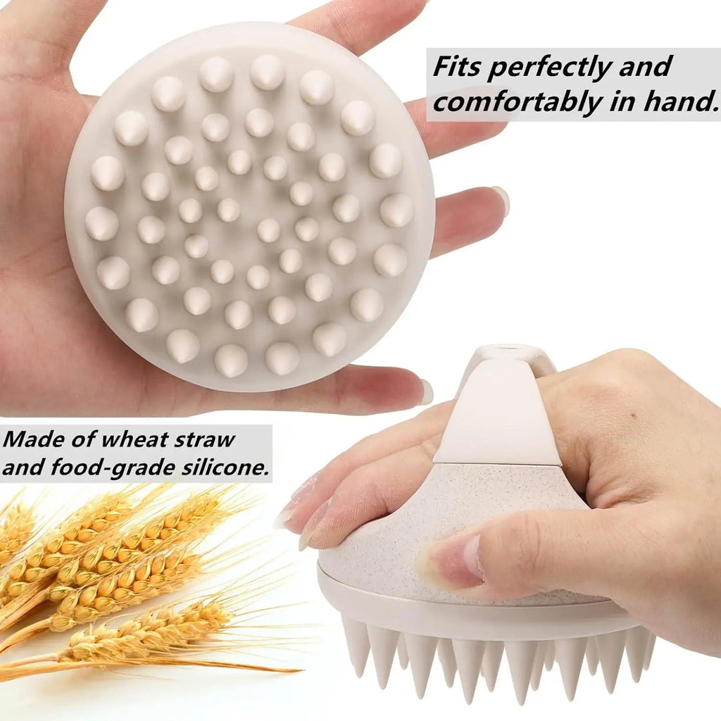 Beige Scalp Massager Shampoo Brush with Soft Silicone Bristles - Velvet Haven