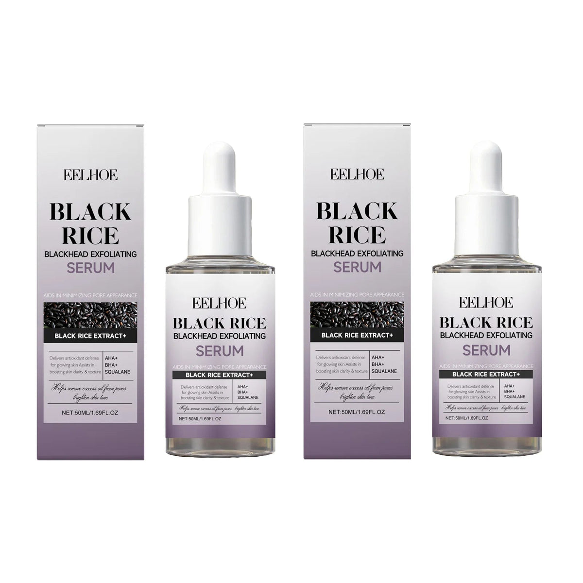 Black & White Rice BHA Niacinamide Exfoliating Serum Set, 2 x 50ml - Velvet Haven