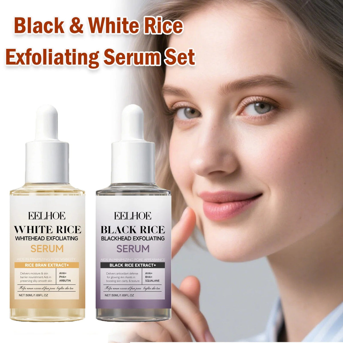 Black & White Rice BHA Niacinamide Exfoliating Serum Set, 2 x 50ml - Velvet Haven