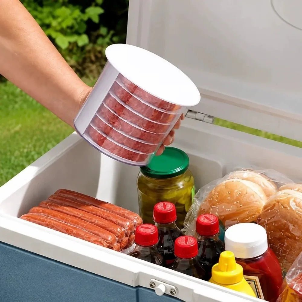 Burger Patty Maker Press & Freezer Storage Box, White PC - Velvet Haven