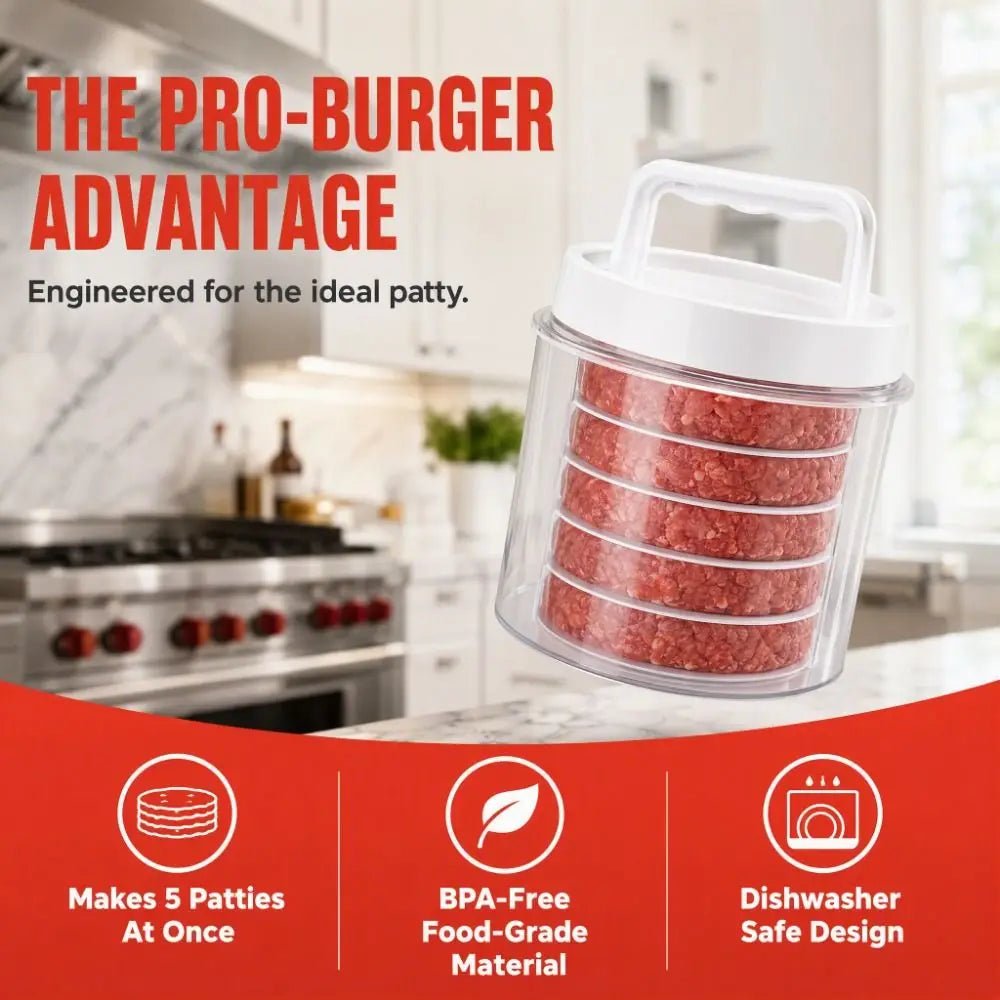 Burger Patty Maker Press & Freezer Storage Box, White PC - Velvet Haven