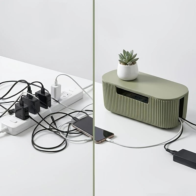 Cable Management Box Kit For Hiding Power Strip Wires Safe Abs Material Cord Organizer With Clips And Sleeves For Home Office Us - Velvet Haven
