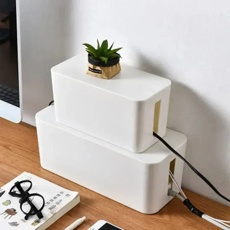Cable Storage Box Desktop Power Strip Storage Box Dustproof Socket Storage Box Home Wire Case Wire Management Cable Organizer - Velvet Haven