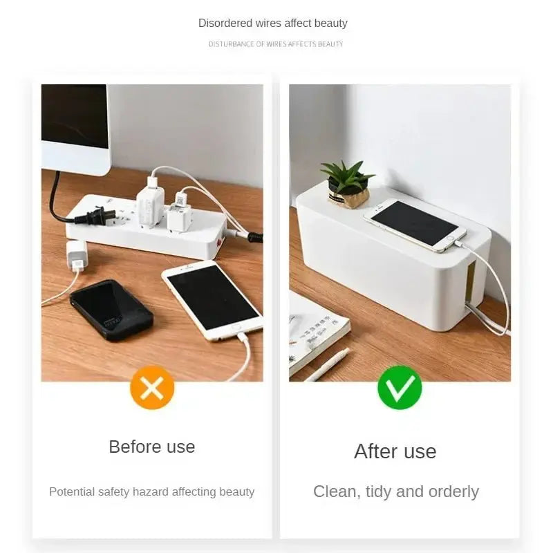 Cable Storage Box Desktop Power Strip Storage Box Dustproof Socket Storage Box Home Wire Case Wire Management Cable Organizer - Velvet Haven