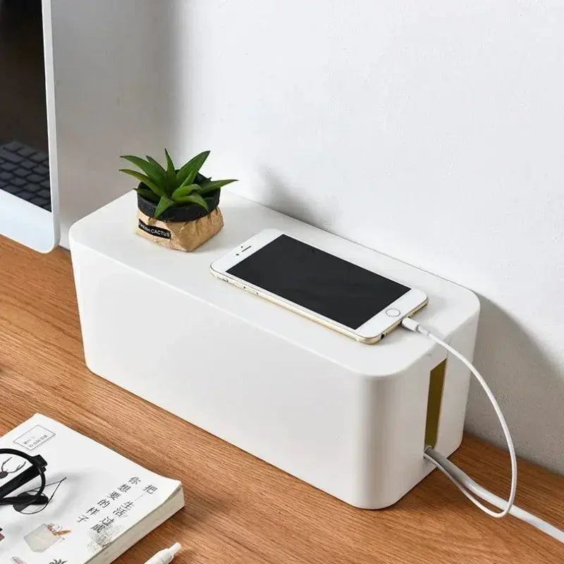 Cable Storage Box Desktop Power Strip Storage Box Dustproof Socket Storage Box Home Wire Case Wire Management Cable Organizer - Velvet Haven