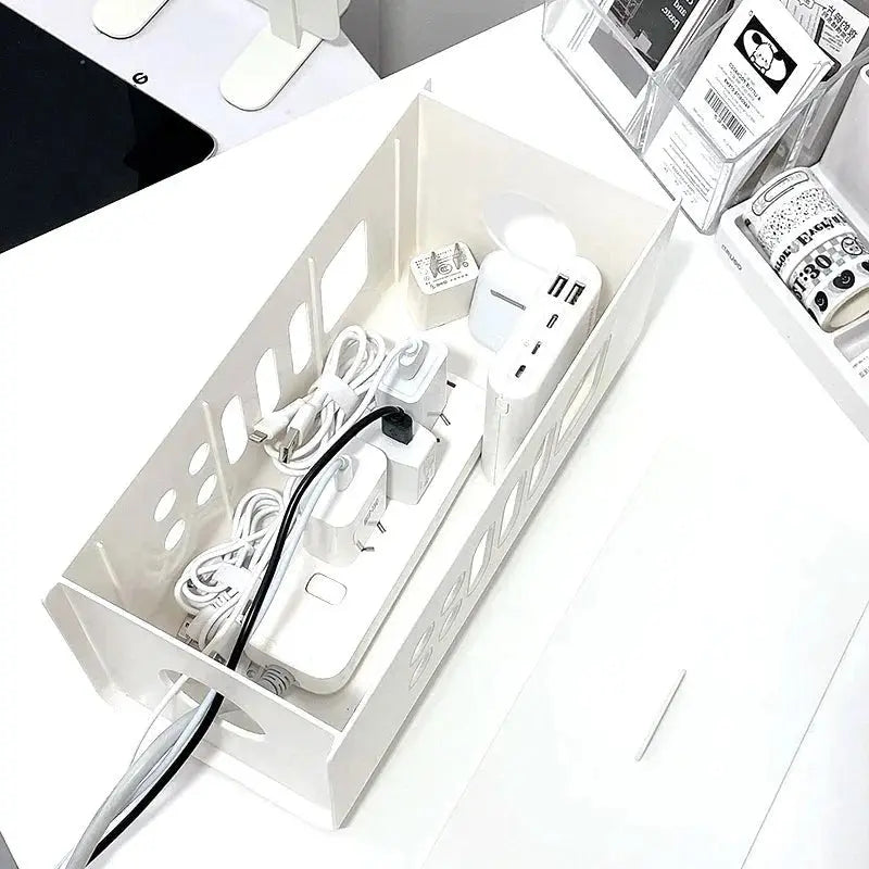 Cable Storage Box Multifunctional Power Board Wire Management Socket Wire Case Home Room Safety Network Line Storage Bin - Velvet Haven
