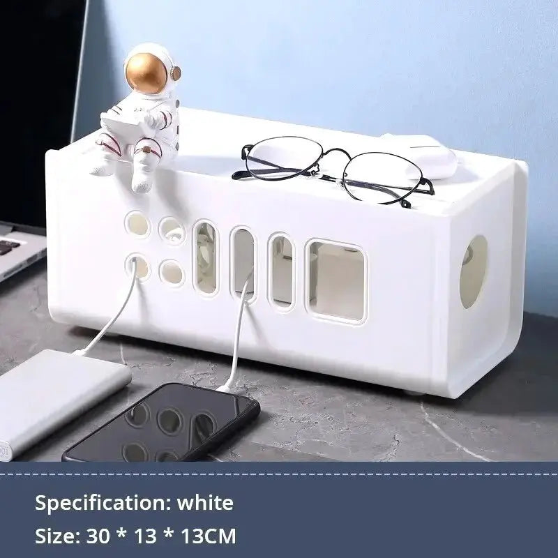 Cable Storage Box Multifunctional Power Board Wire Management Socket Wire Case Home Room Safety Network Line Storage Bin - Velvet Haven
