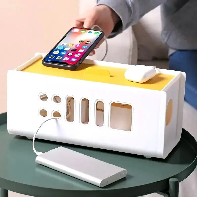 Cable Storage Box Multifunctional Power Board Wire Management Socket Wire Case Home Room Safety Network Line Storage Bin - Velvet Haven