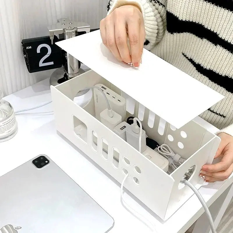 Cable Storage Box Multifunctional Power Board Wire Management Socket Wire Case Home Room Safety Network Line Storage Bin - Velvet Haven