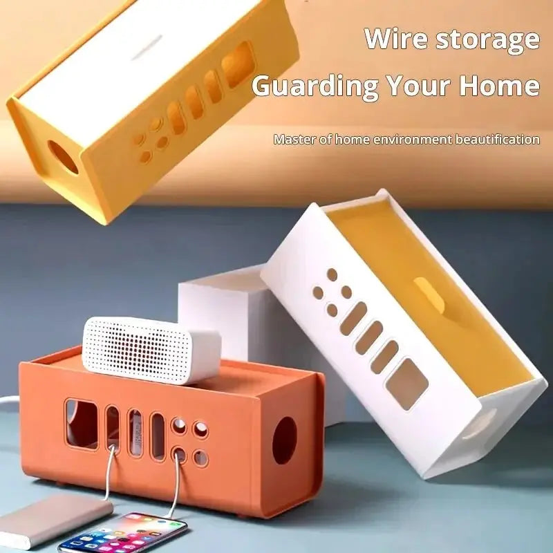 Cable Storage Box Multifunctional Power Board Wire Management Socket Wire Case Home Room Safety Network Line Storage Bin - Velvet Haven