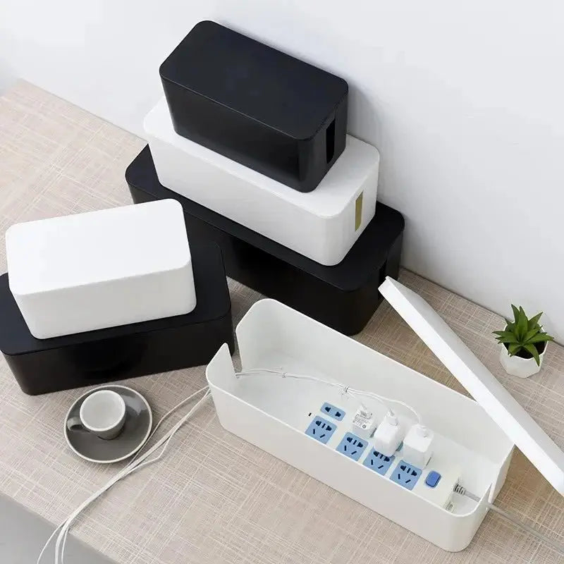Cable Storage Box Power Board Wire Management Socket Strip Wire Case Dust Charger Socket Organizer Network Bin Charger - Velvet Haven