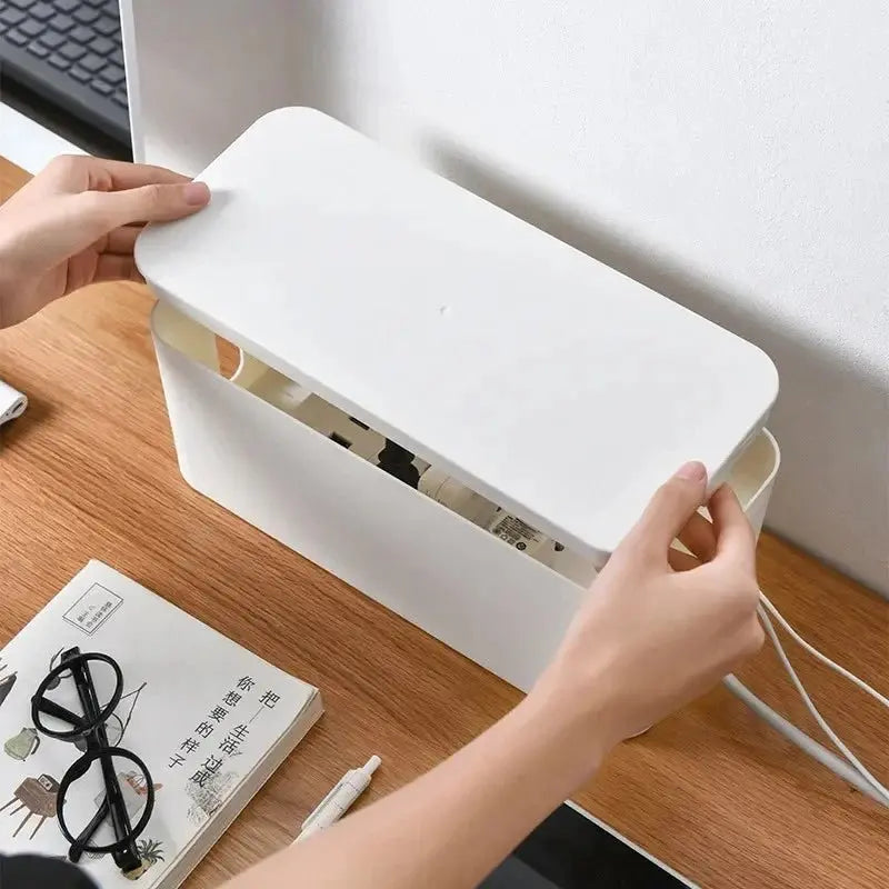 Cable Storage Box Power Board Wire Management Socket Strip Wire Case Dust Charger Socket Organizer Network Bin Charger - Velvet Haven