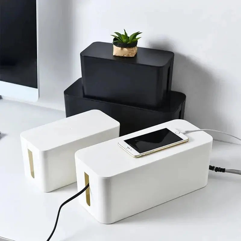 Cable Storage Box Power Board Wire Management Socket Strip Wire Case Dust Charger Socket Organizer Network Bin Charger - Velvet Haven